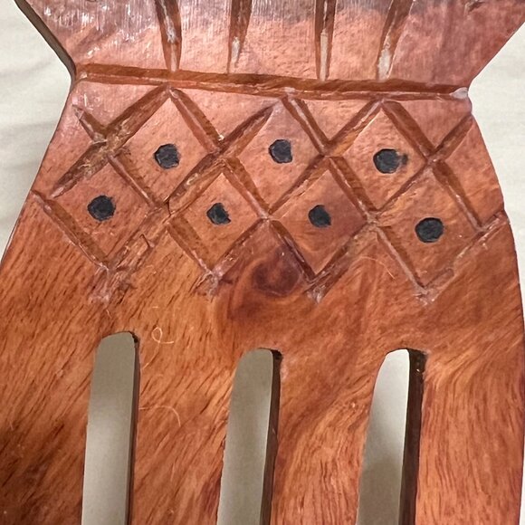 Pineapple Shaped Carved Acacia Wood Salad Forks Servers - Picture 6 of 9